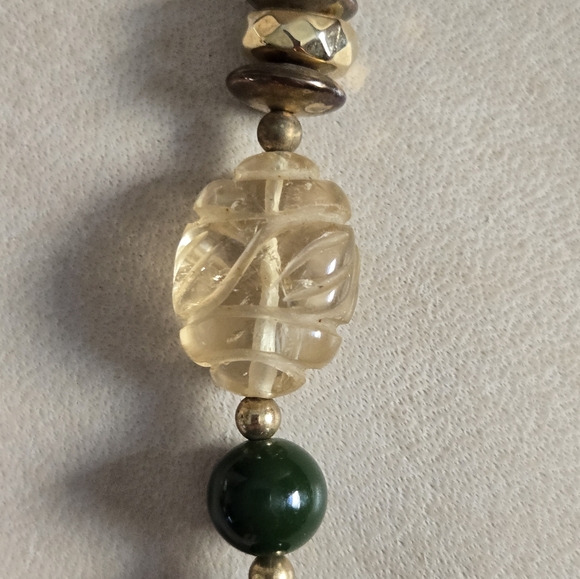 Suzette Necklace Beaded Green Enamel Vintage Beads - Picture 3 of 16